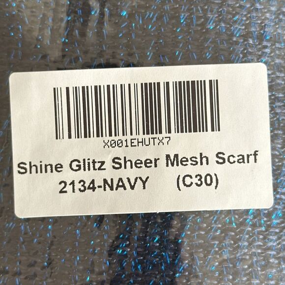 Odiva Navy Blue Glitter Fringed Scarf Sparkly Fashion Accessory - Picture 3 of 4